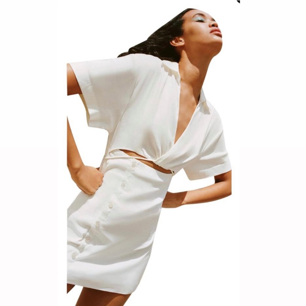 Zara White Linen Summer Dress
